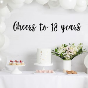 cheers to 18 years banner l 18th Birthday Party Banner Eighteen 18th Party Decor Finally Legal 18th Birthday Decorations image 4