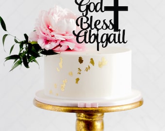 God Bless Cake Topper, Baptism Cake Topper, Christening Cake Topper, Holy Communion Cake Topper, Custom Baptism, any name