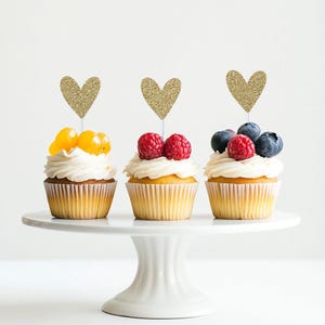 Heart Cupcake Toppers, Sweetheart Themed Decor, heart party decor, 1st birthday bridal shower birthday heart theme love day,