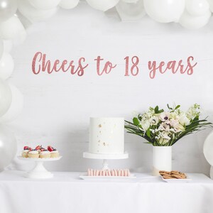 cheers to 18 years banner l 18th Birthday Party Banner Eighteen 18th Party Decor Finally Legal 18th Birthday Decorations image 3