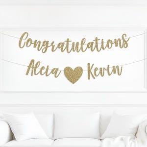 Congratulations banner with Custom Names, engagement party decor, Party Decorations, engagement party banner, personalized banner,