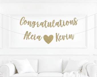 Congratulations banner with Custom Names, engagement party decor, Party Decorations, engagement party banner, personalized banner,