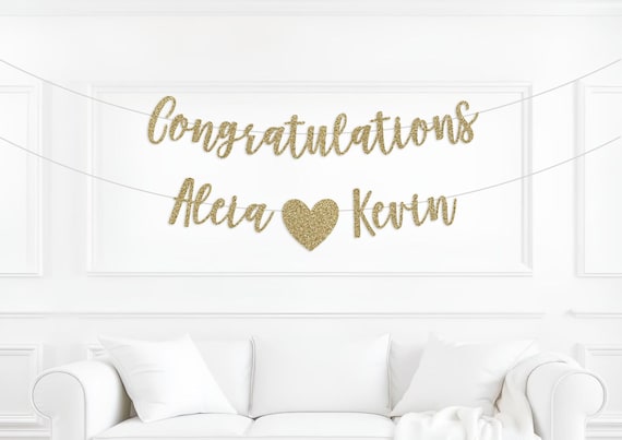 Congratulations banner with Custom Names, engagement party decor, Party Decorations, engagement party banner, personalized banner,