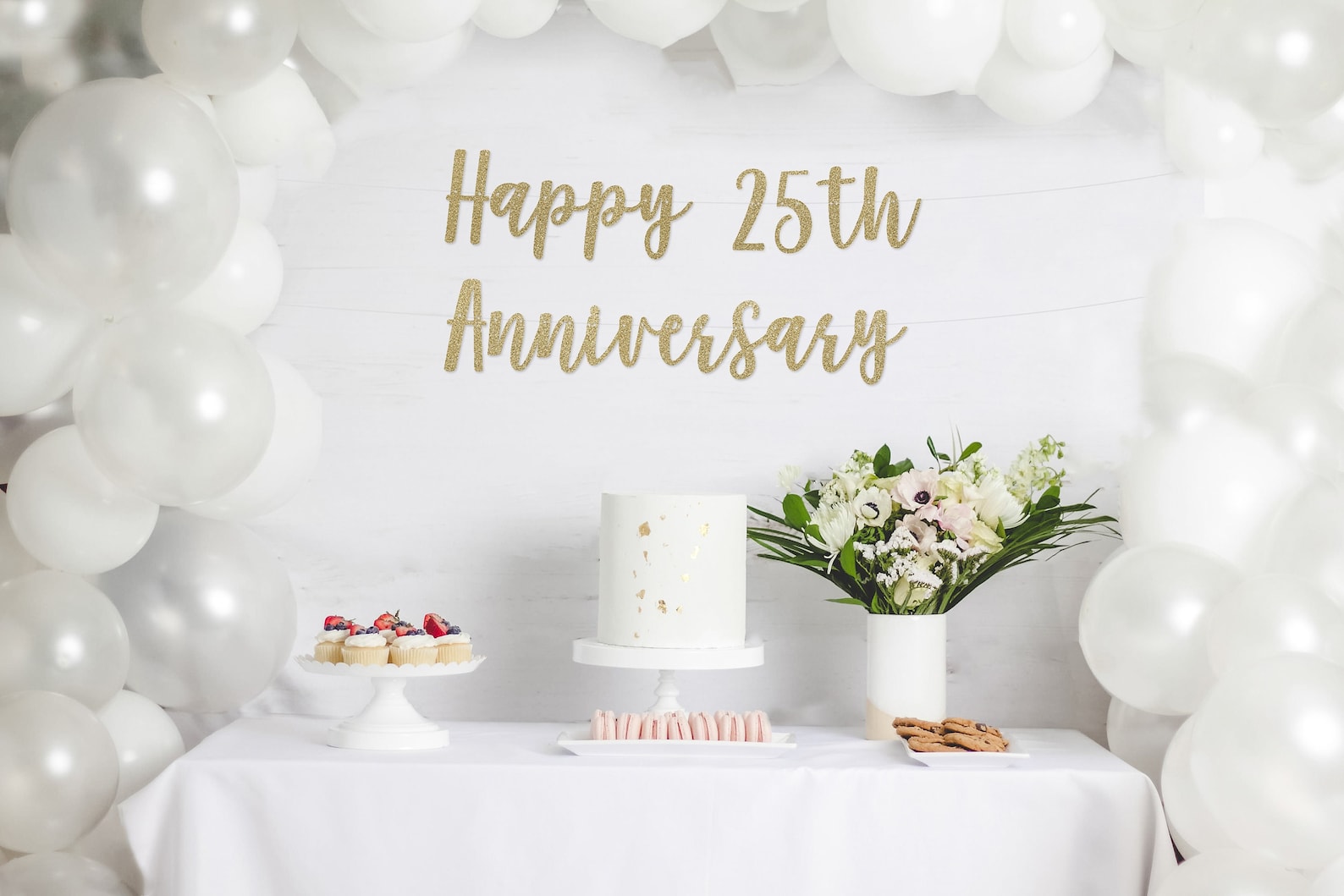 25th Anniversary Glitter Banner  25 Years Blessed  Cheers To 25 Years  25th Wedding Anniversary  Happy 25th Anniversary Banner l 25th