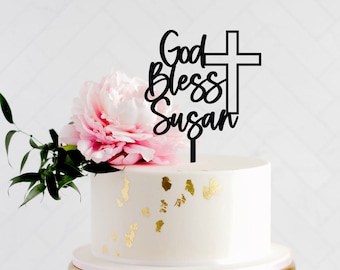 God Bless Cake Topper, Baptism Cake Topper, Christening Cake Topper, Holy Communion Cake Topper, Custom Baptism, any name