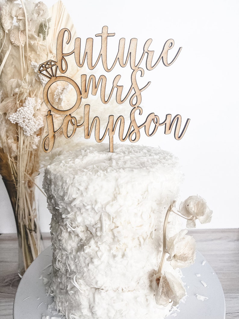 Johnson Cake Topper Custom Cake Topper, Future Mrs Cake Topper, Bridal Shower, Miss to Mrs ...
