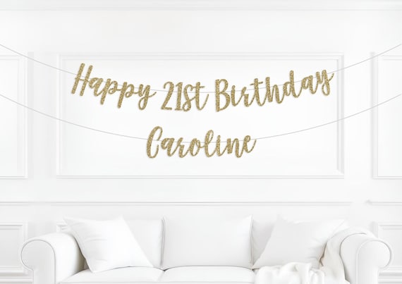 Happy 21st Birthday Banner, Birthday party decorations, With Personalized Name, 21st Birthday Party, 21st Birthday sign, 21st Birthday Decor