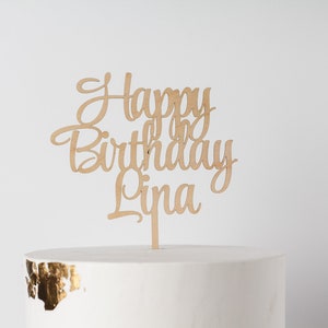 Happy Birthday Cake Topper, Premium Custom Cake Topper, Birthday for Her, Cake Toppers, Personalized Wood Cake Topper, Birthday for Him