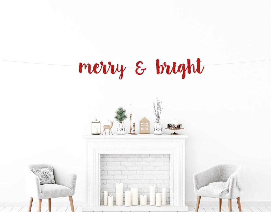 Christmas Banner Merry &amp; Bright Banner Christmas - Etsy
