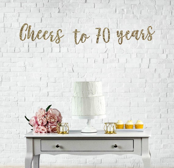 Cheers To 70 Years Banner 70th Birthday Party 70th Etsy