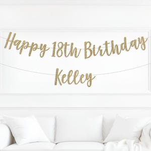 Happy 18th Birthday Banner, Birthday party decorations, With Personalized Name, 18th Birthday Party, 18th Birthday sign, 18th Birthday Decor