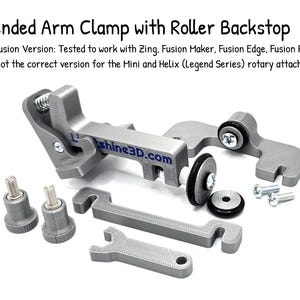 Epilog Rotary Clamp With Roller Backstop - Fits Fusion series including Fusion Maker, Fusion Edge, and Fusion Pro rotary attachments.