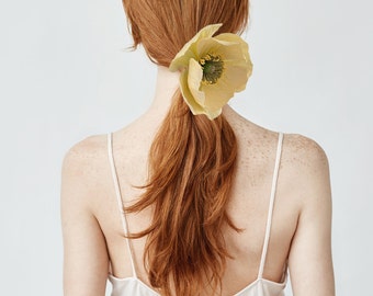 Handmade Crepe Paper Poppy Hair Comb, Botanical Accessory