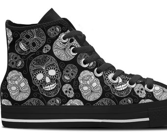 Sugar Skulls Shoes - Santa Muerte, Day of the dead, Dia de Los Muertos