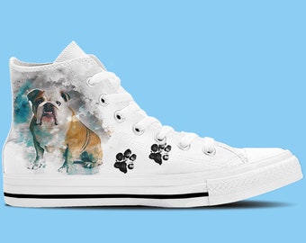 British Bulldog Artwork High Top Shoes / Sneakers - Dog lovers shoes