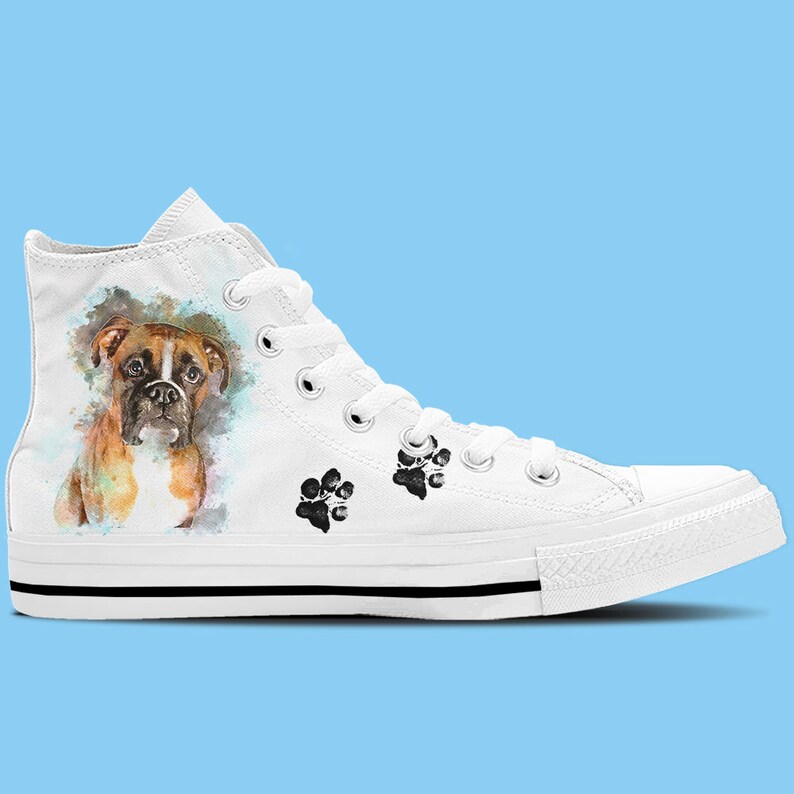 Boxer Dog Artwork High Top Shoes / Sneakers Dog Lovers Shoes Etsy