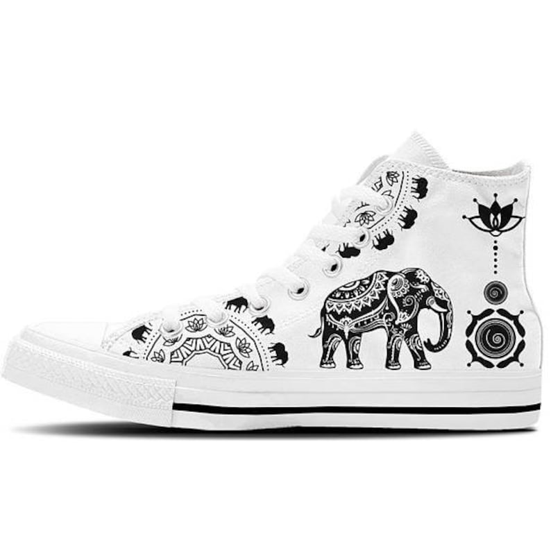 Ethnic Elephant Women's High Top Sneakers white Version - Etsy