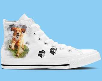 Golden Retriever Dog Artwork High Top Shoes / Sneakers - Dog lovers shoes