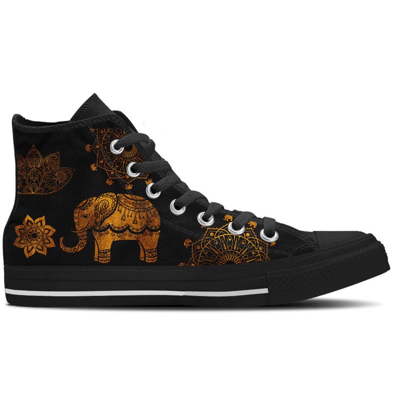 Indian Tribal Elephant Print Men Women's High Top Shoes