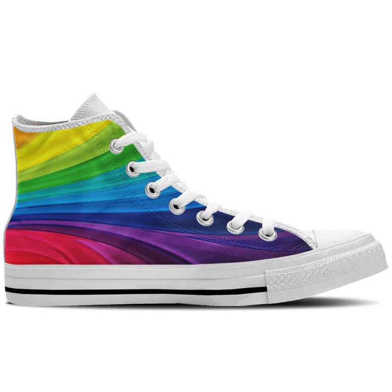 Rainbow Marble Men's High Top Shoes