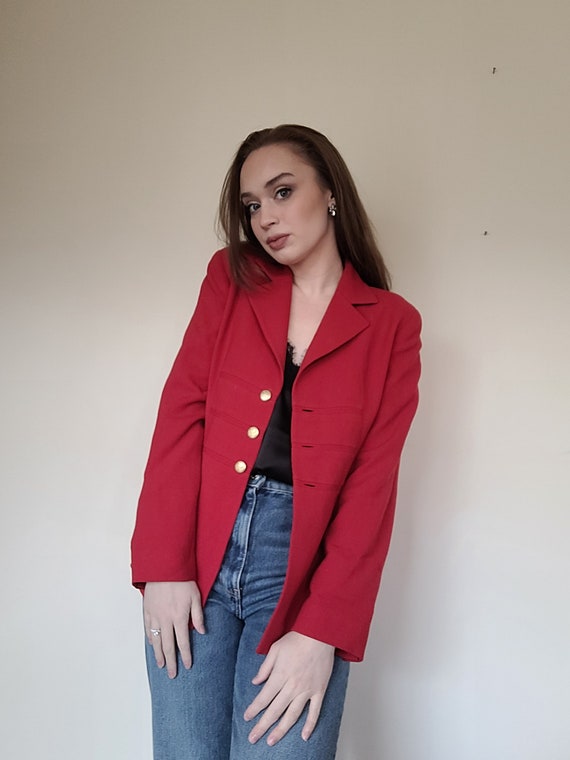 Vintage/ Retro/ 80s Red and Gold Blazer/ 80s Suit… - image 6