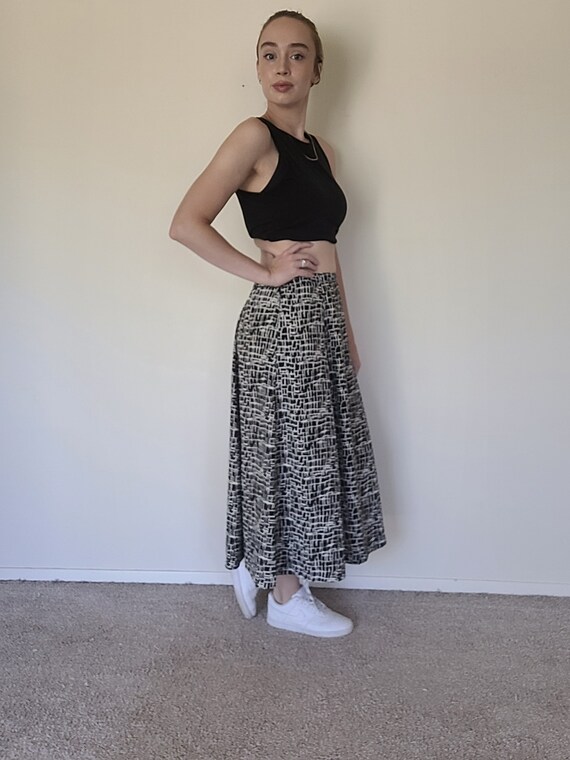 Vintage 80s Black Abstract Midi Skirt/Black Abstr… - image 6