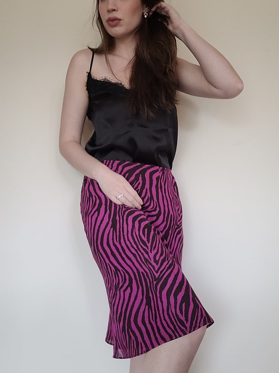 Vintage/ Retro/ 90s/ 00s/ Zebra Print Slip Skirt/ 