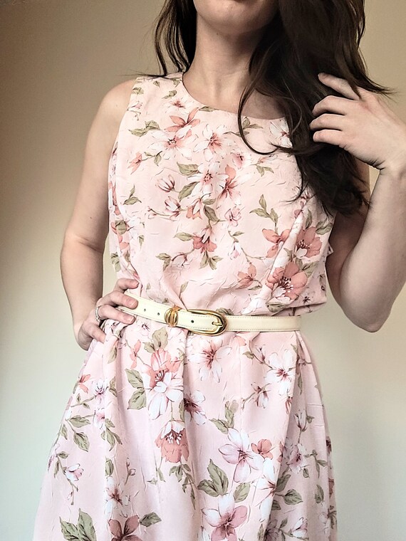 Vintage/ Retro/ 80s/ 90s/ Pink Floral Maxi Dress/ Pin… - Gem