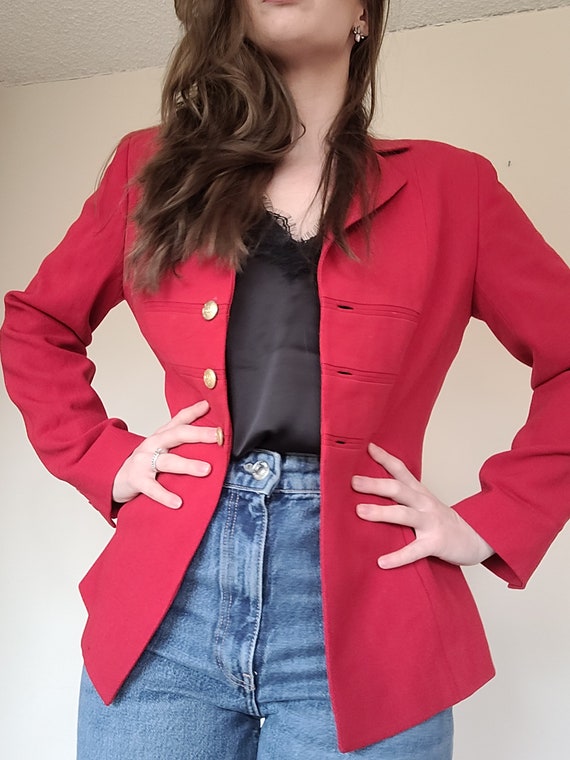 Vintage/ Retro/ 80s Red and Gold Blazer/ 80s Suit… - image 2