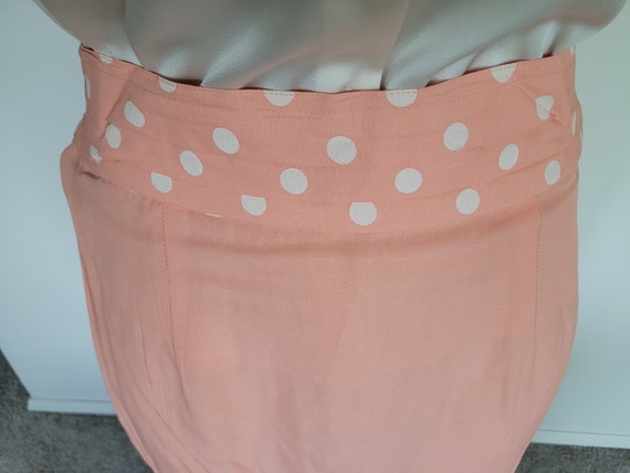 Vintage/ Retro/ 60s Peach Polka Dot Pencil Skirt/… - image 8