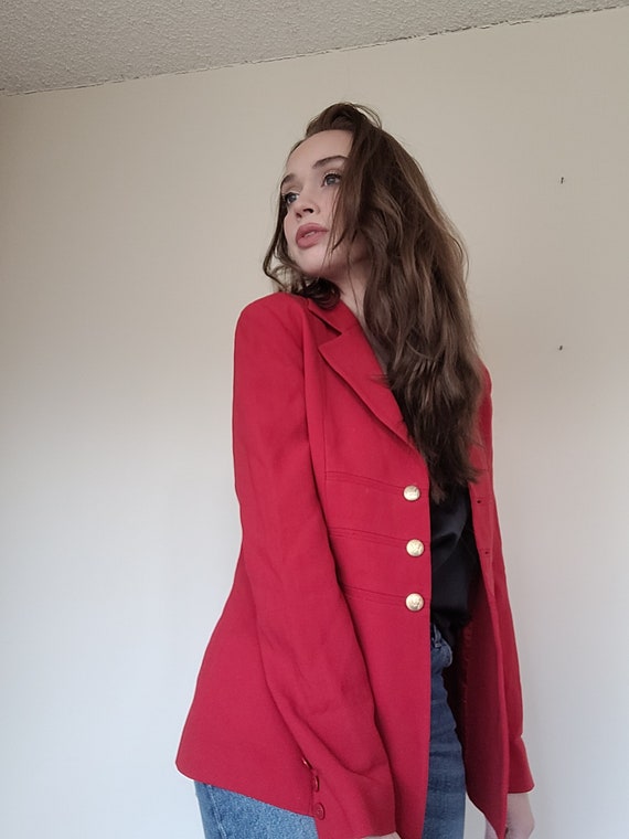 Vintage/ Retro/ 80s Red and Gold Blazer/ 80s Suit… - image 5