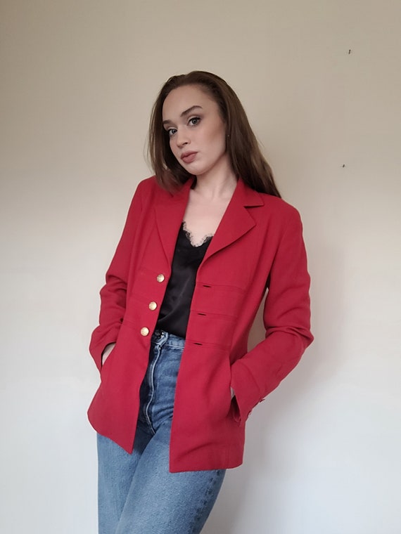 Vintage/ Retro/ 80s Red and Gold Blazer/ 80s Suit… - image 1