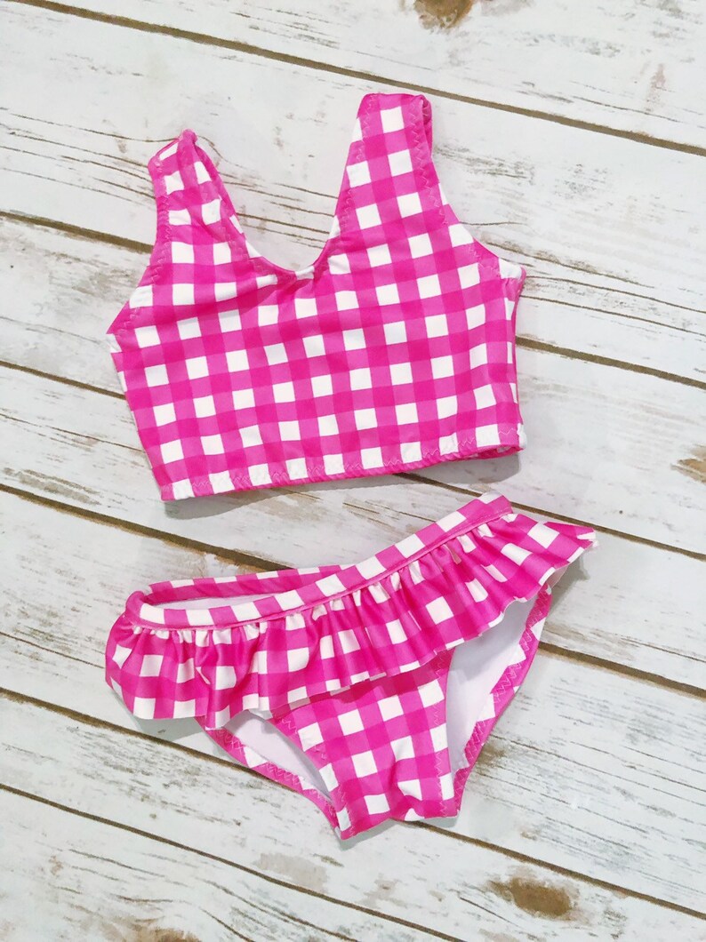 pink gingham bathing suit