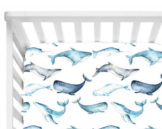 Blue Whale Bamboo Fitted Crib Sheet main image 1