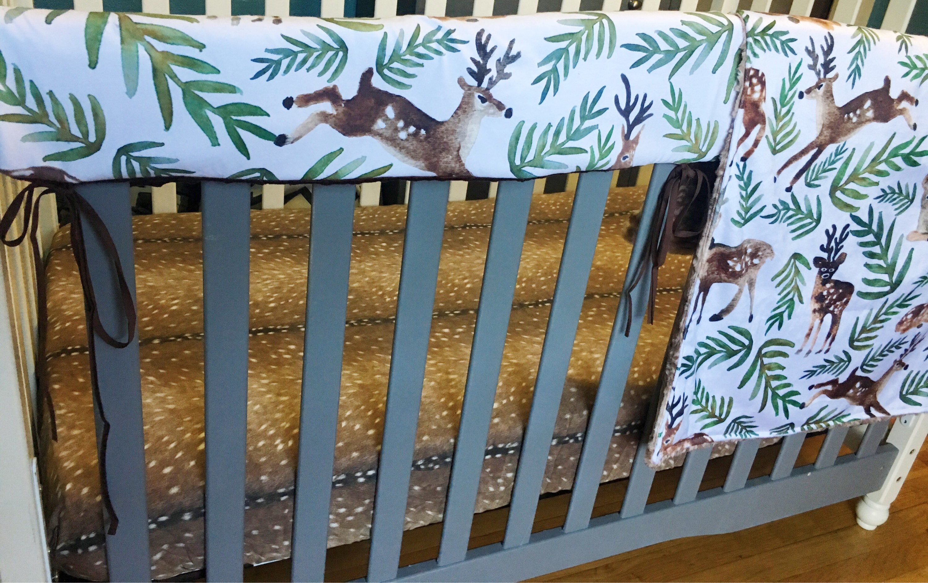 Woodland Deer Crib Bedding Deer Hide Nursery Bedding Baby Etsy