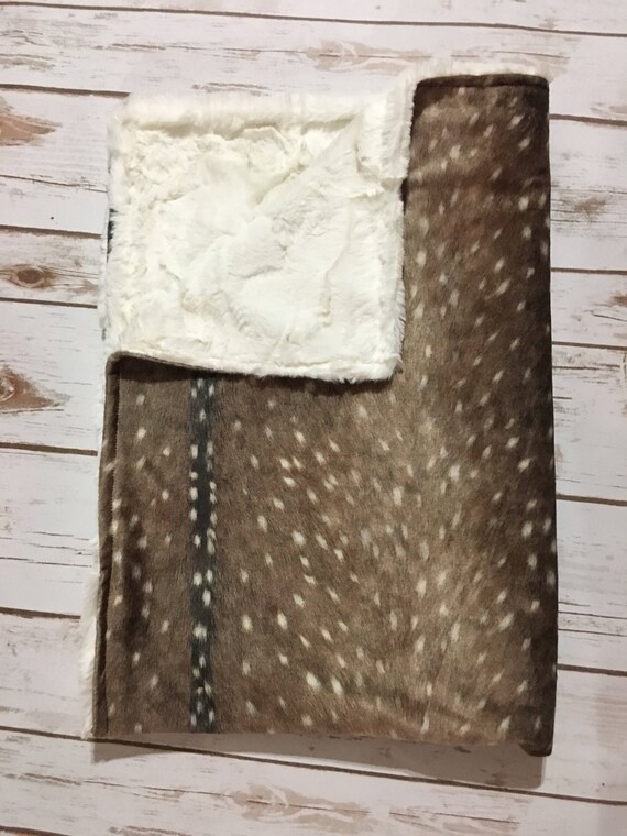 Axis Deer Faux Fur Blanket// Deer Print Blanket// Fawn Print Etsy