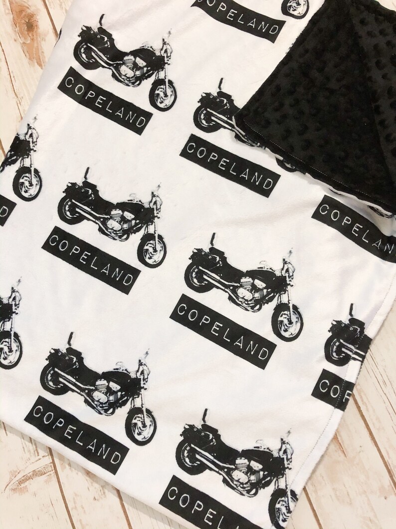 Personalized Motorcycle Minky Blanketbaby Boy Etsy