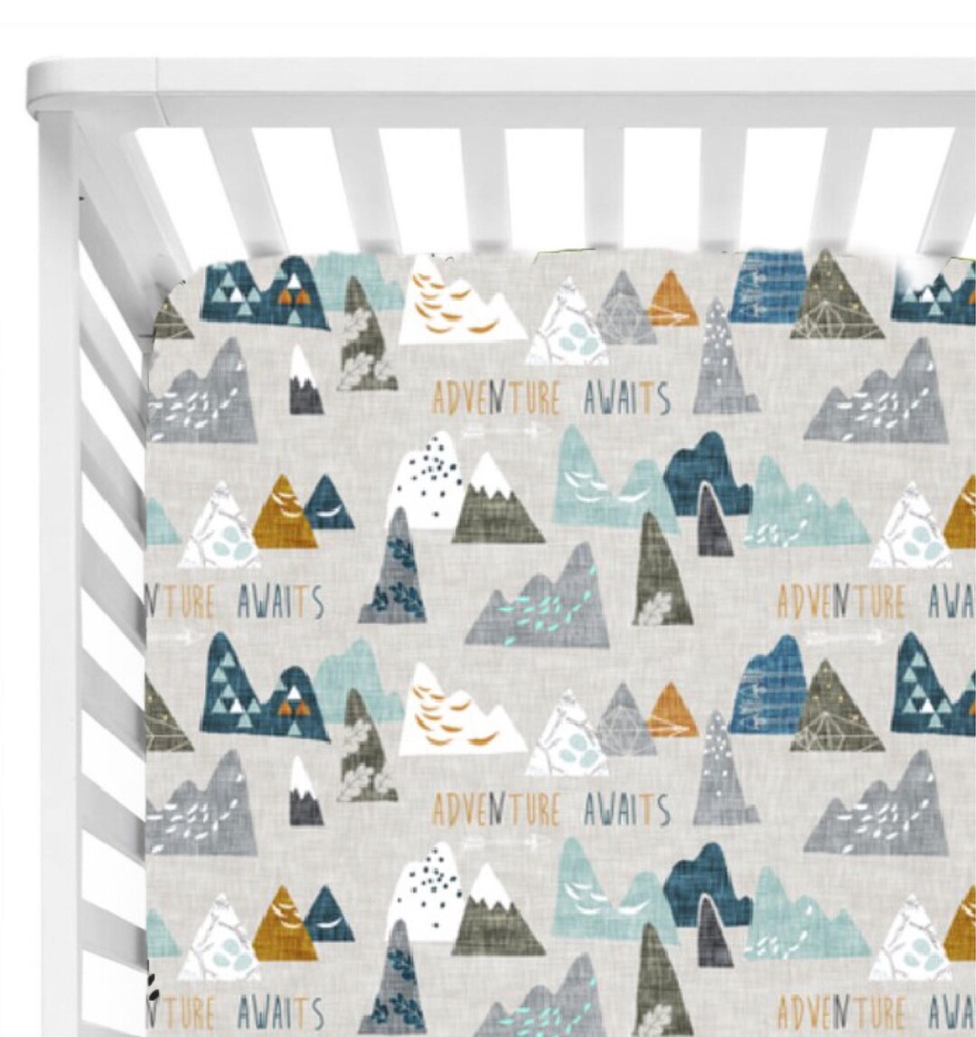 Adventure Awaits Crib Sheet Baby Boy Mountain Nursery Bedding Etsy