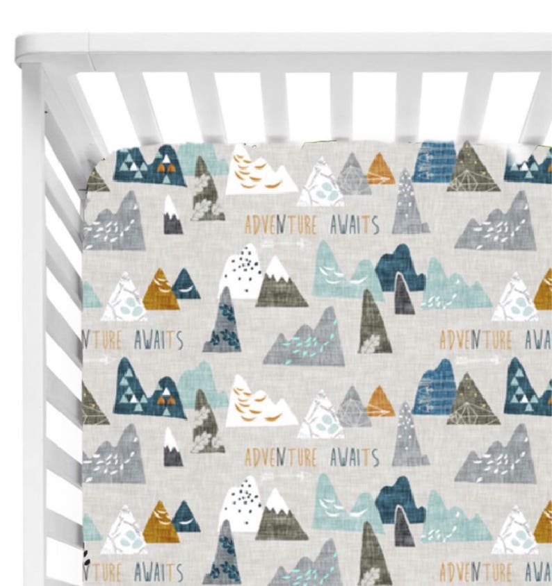 Adventure Awaits Crib Sheet Baby Boy Mountain Nursery Bedding Etsy