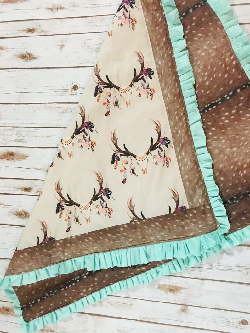 Aztec Deer Skull & Deer Hide Blanket Etsy
