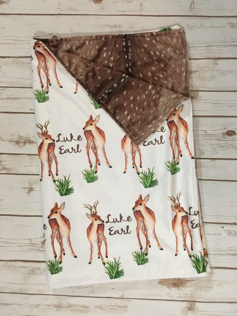 Personalized Deer and Axis Hide Minky Baby Blanketboy Blanket Etsy