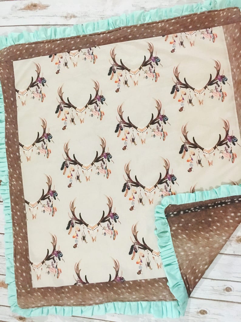 Aztec Deer Skull & Deer Hide Blanket Etsy