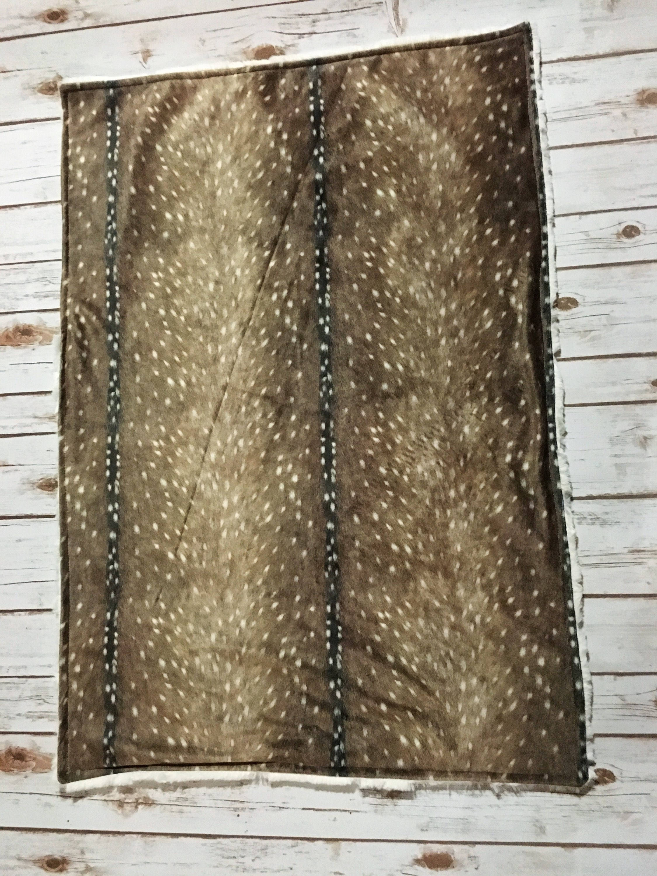 Axis Deer Faux Fur Blanket// Deer Print Blanket// Fawn Print Etsy