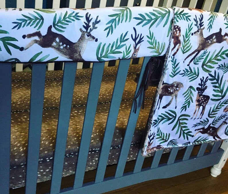 Woodland Deer Crib Bedding Deer Hide Nursery Bedding Baby Etsy