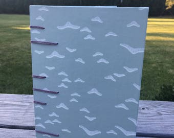 Coptic Bound Journal sketchbook - Light Blue Birds