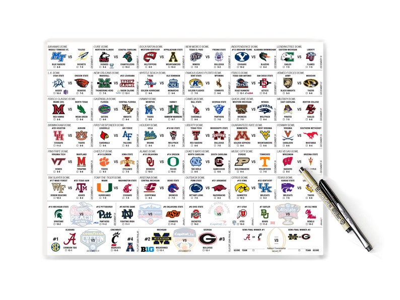2021 Printable College Bowl Picks Game Sheet Downloadable Etsy