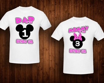 mom and dad minnie mouse birthday shirts