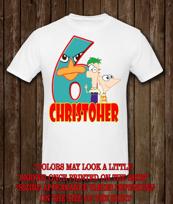 NEW Phineas and Ferb Personalized Birthday Party Favor Gift T-Shirt