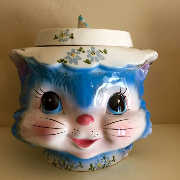 Vintage Lefton Little Miss Priss Cat Cookie Jar 1950's