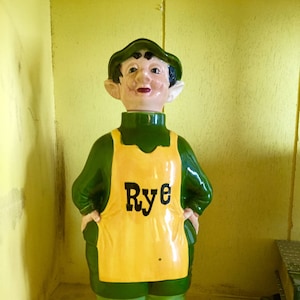 Vintage Elf Man-karaff med rågglas på förkläde Japan